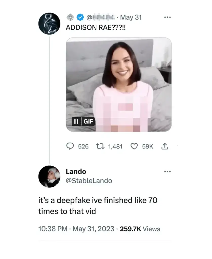 Addison rae deepfake twitter